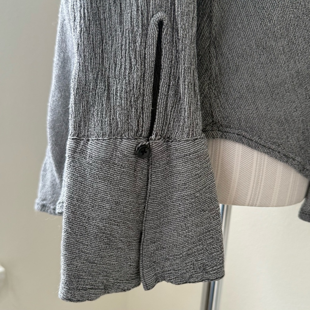 Free People Grey Blue Magic Breeze Button down Blouse Longsleeve Oversized Gauze - Picture 4 of 16
